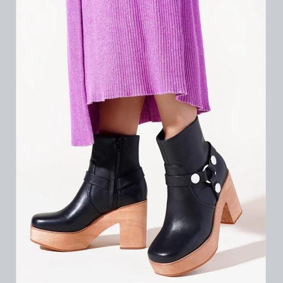 Charlotte Stone Shoes - Charlotte Stone Pansy Black Leather Platform Boots Size 10 Rare Sold Out
